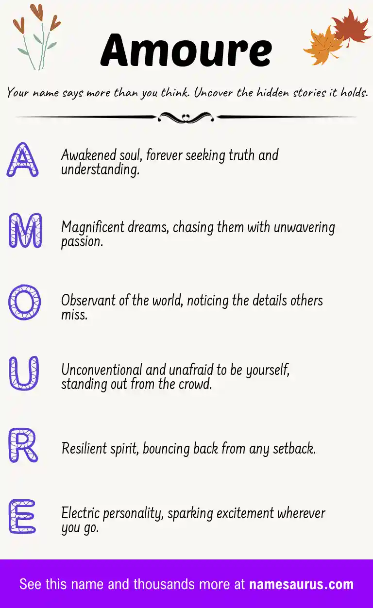Acrostic poem about Amoure.
