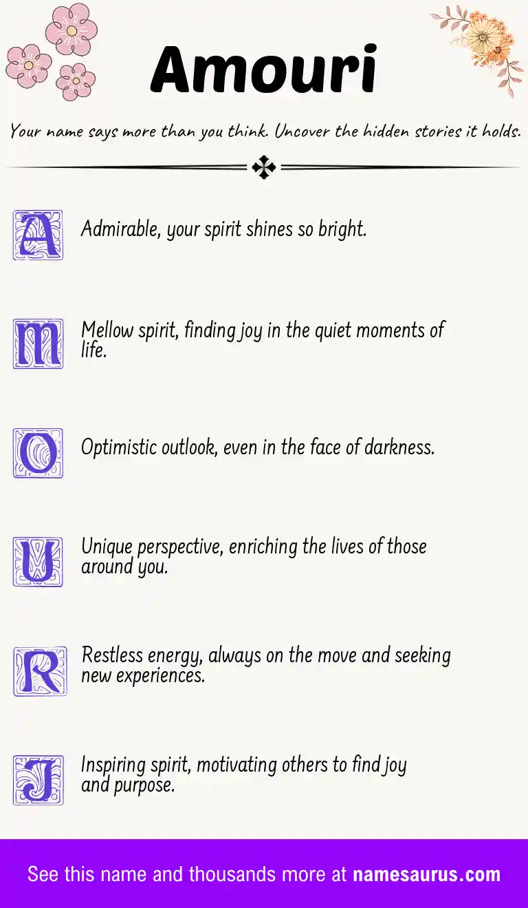 Acrostic poem about Amouri.