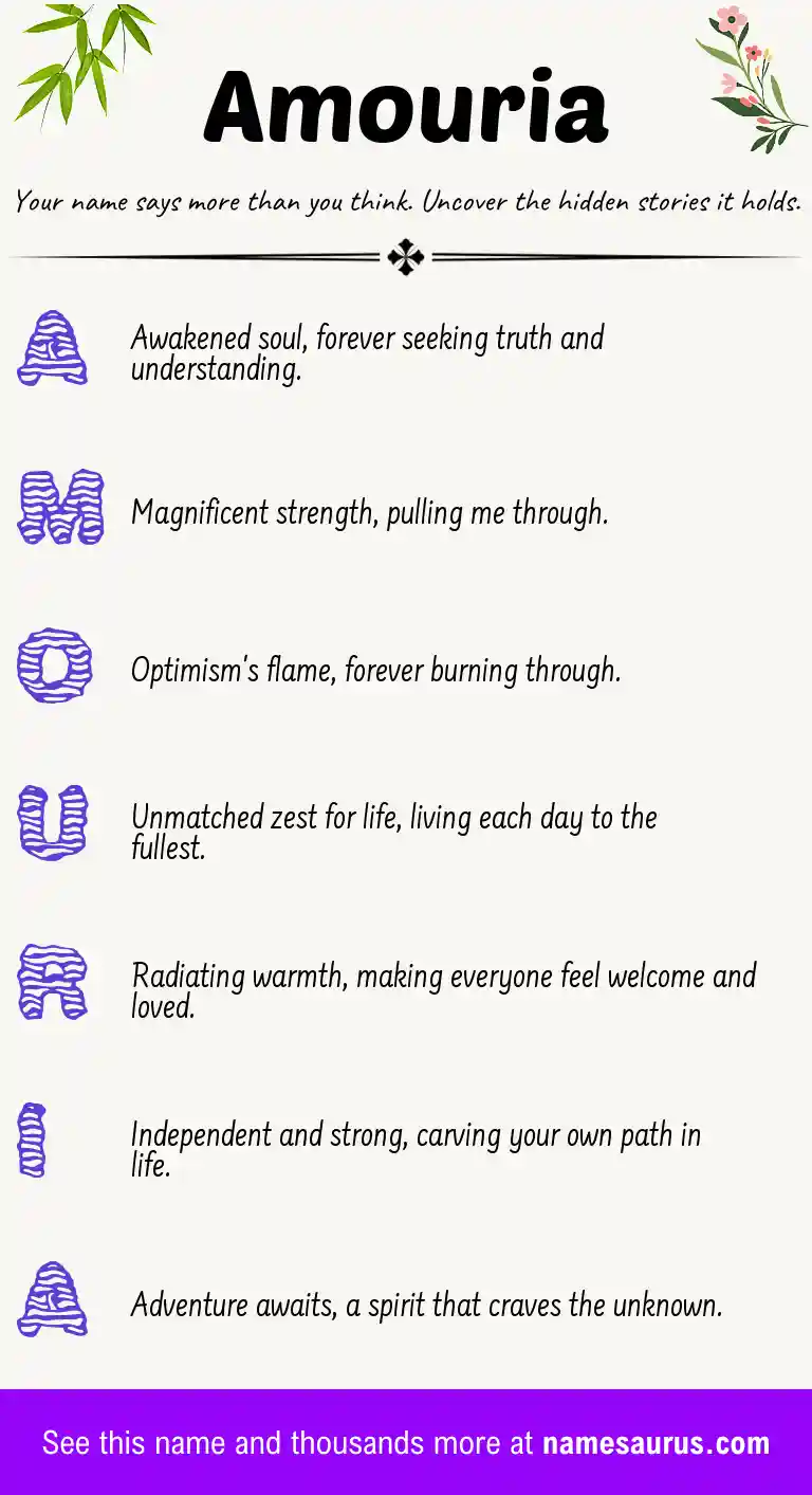 Acrostic poem about Amouria.