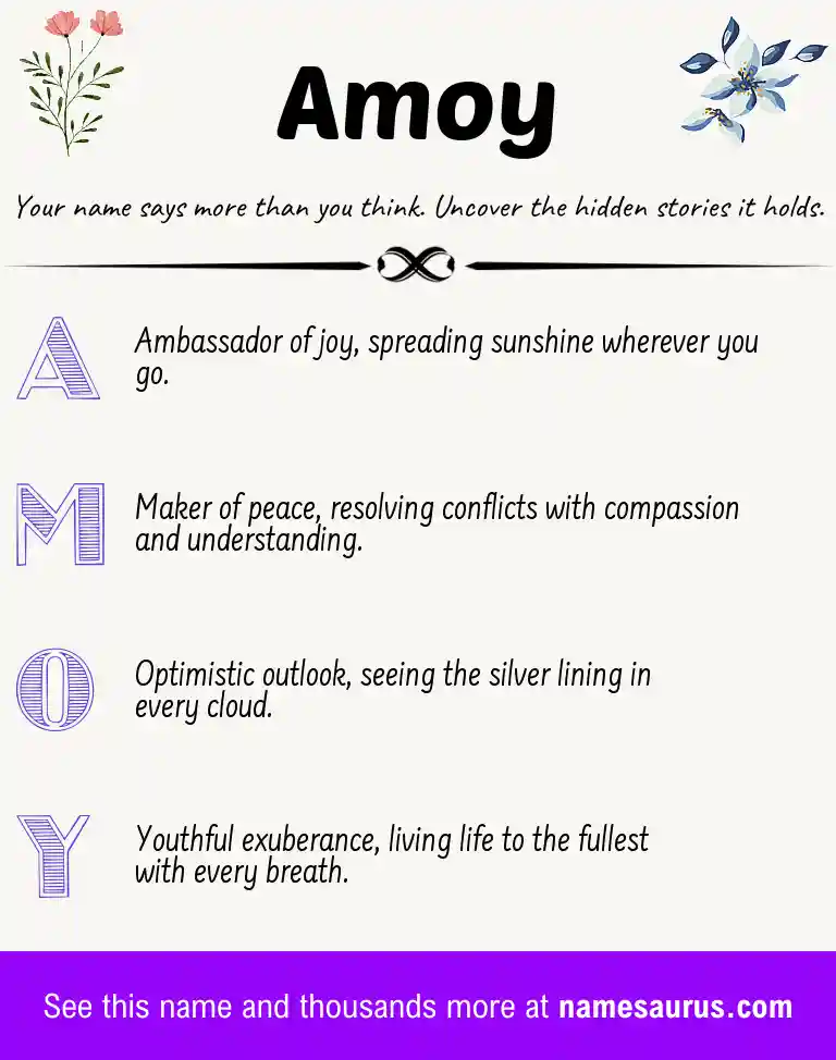 Acrostic poem about Amoy.