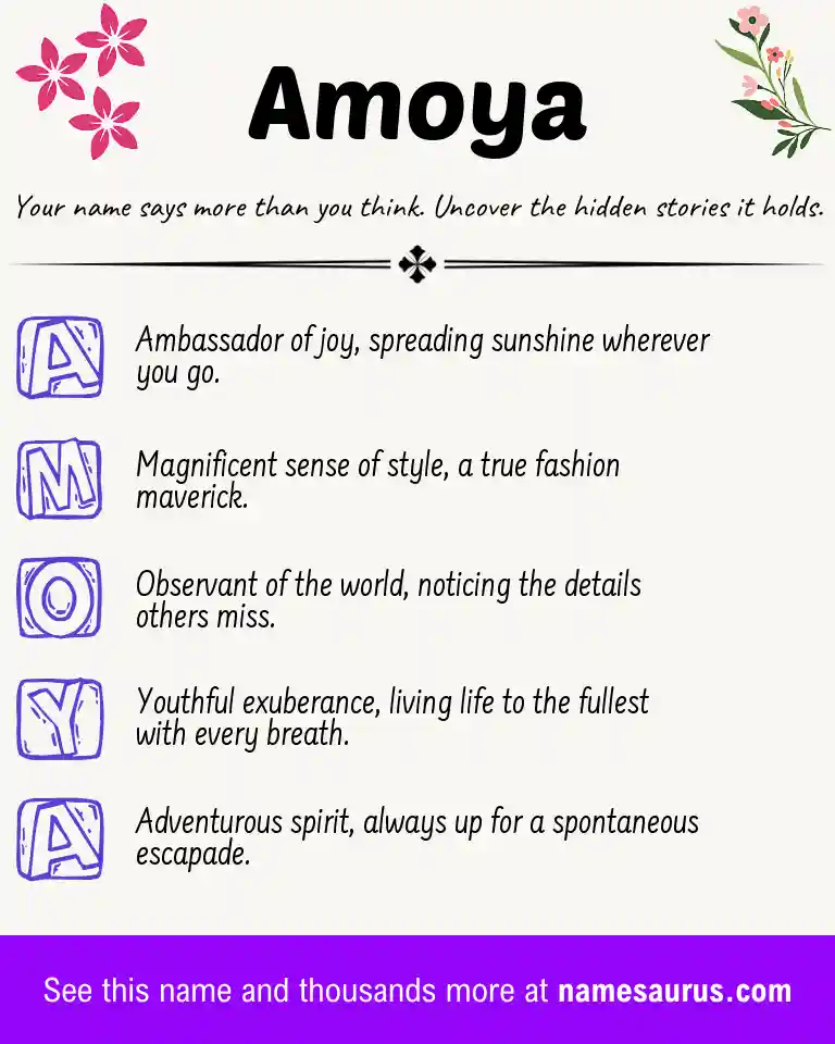 Acrostic poem about Amoya.