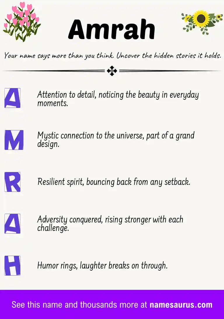 Acrostic poem about Amrah.