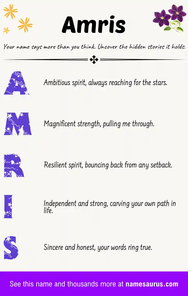 Acrostic poem about Amris.