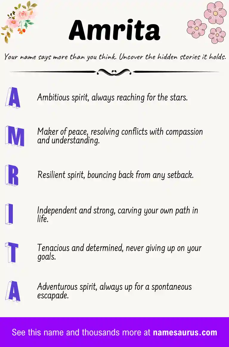 Acrostic poem about Amrita.