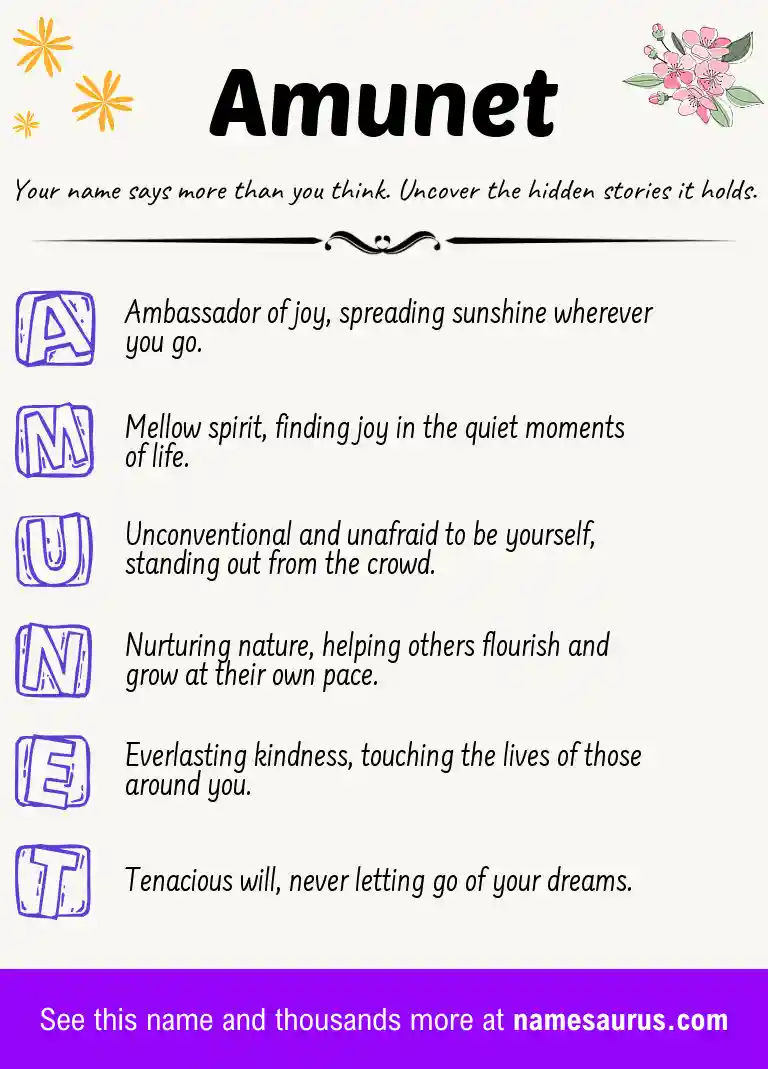 Acrostic poem about Amunet.