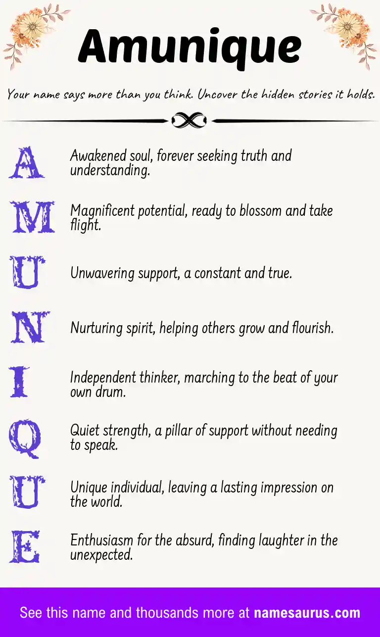 Acrostic poem about Amunique.