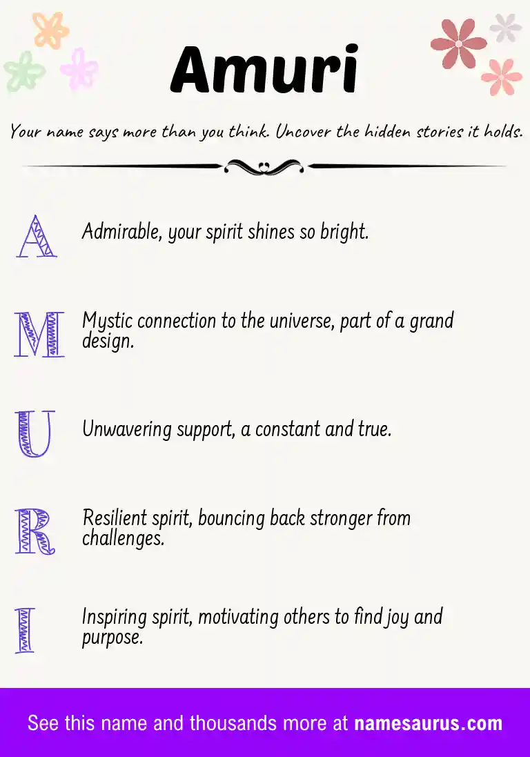 Acrostic poem about Amuri.