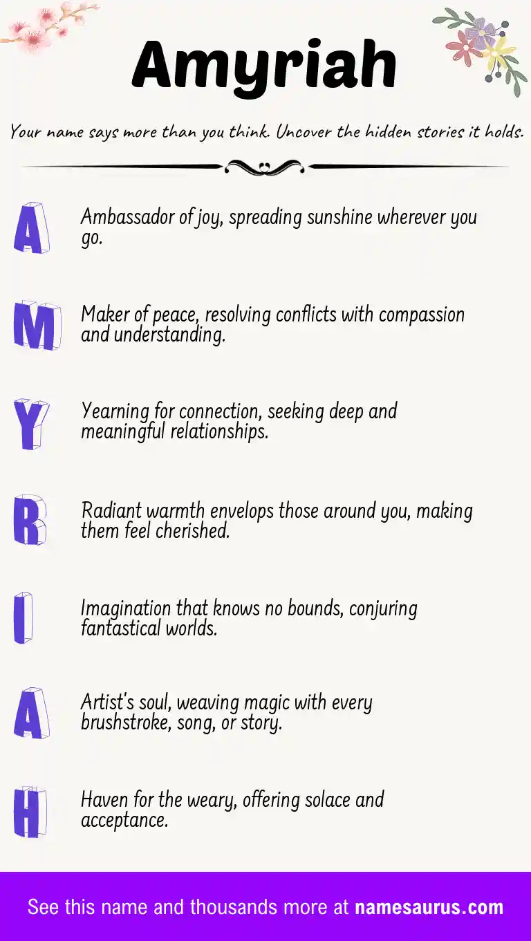 Acrostic poem about Amyriah.