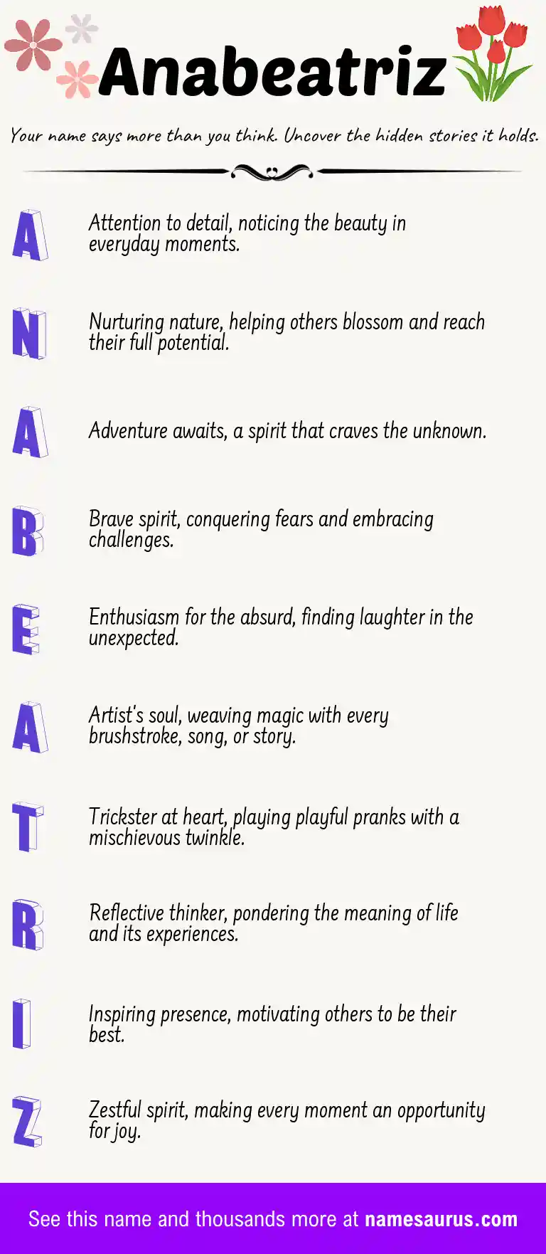 Acrostic poem about Anabeatriz.