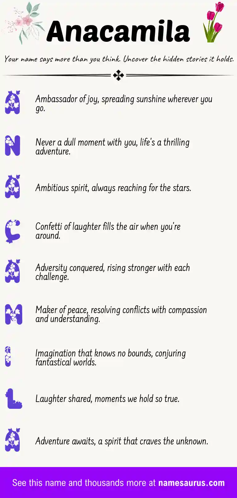 Acrostic poem about Anacamila.