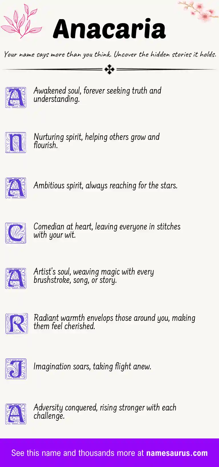 Acrostic poem about Anacaria.