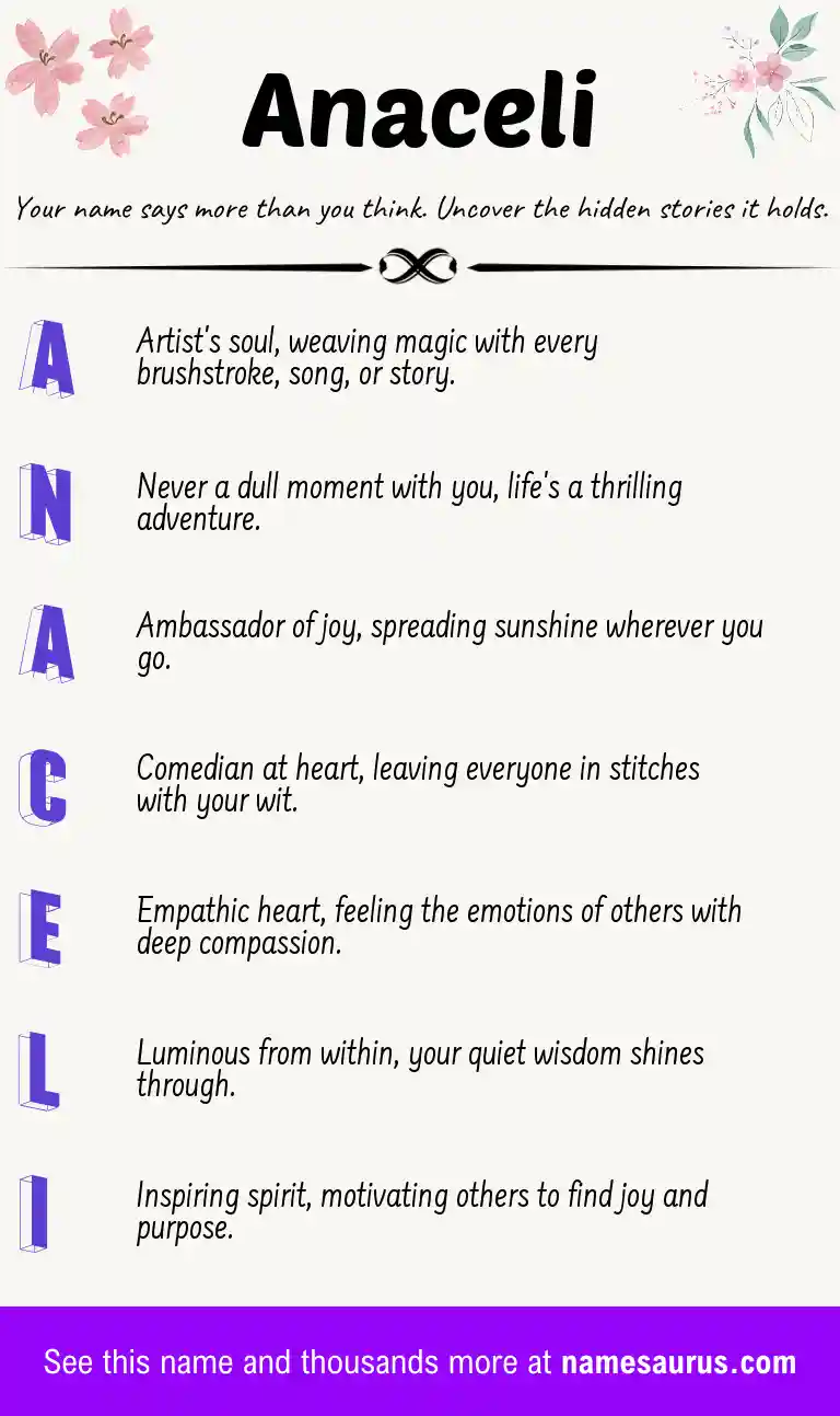 Acrostic poem about Anaceli.