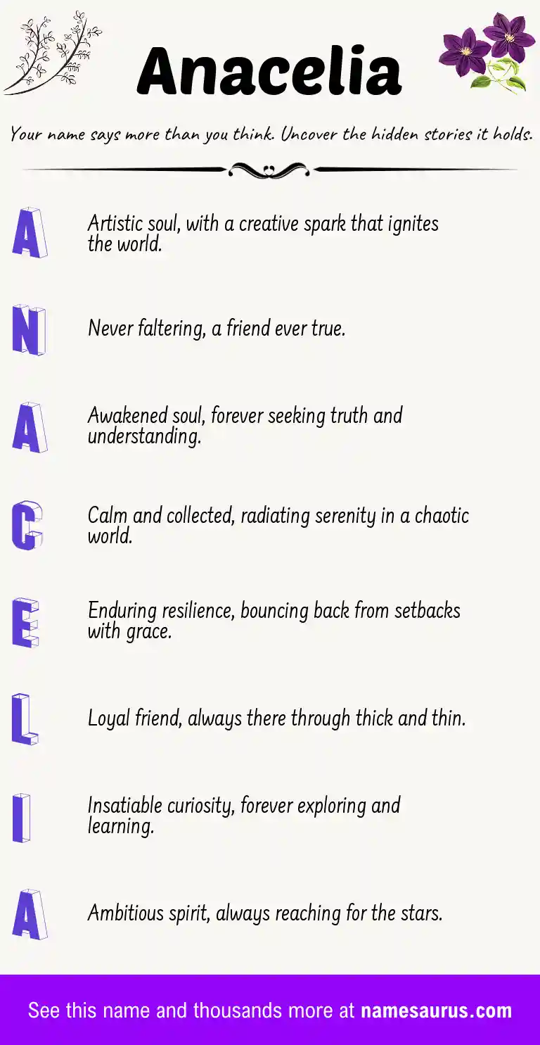 Acrostic poem about Anacelia.