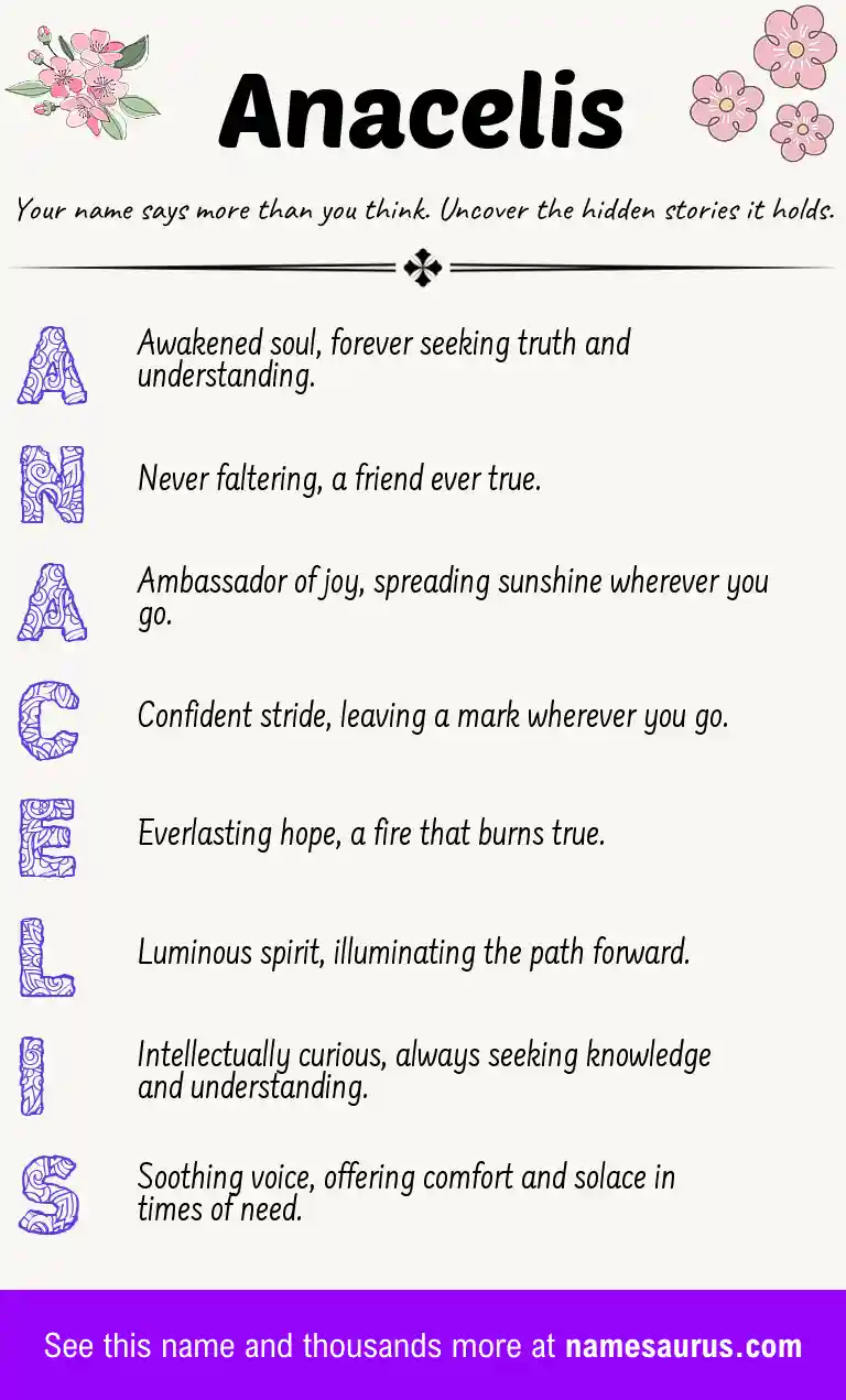 Acrostic poem about Anacelis.