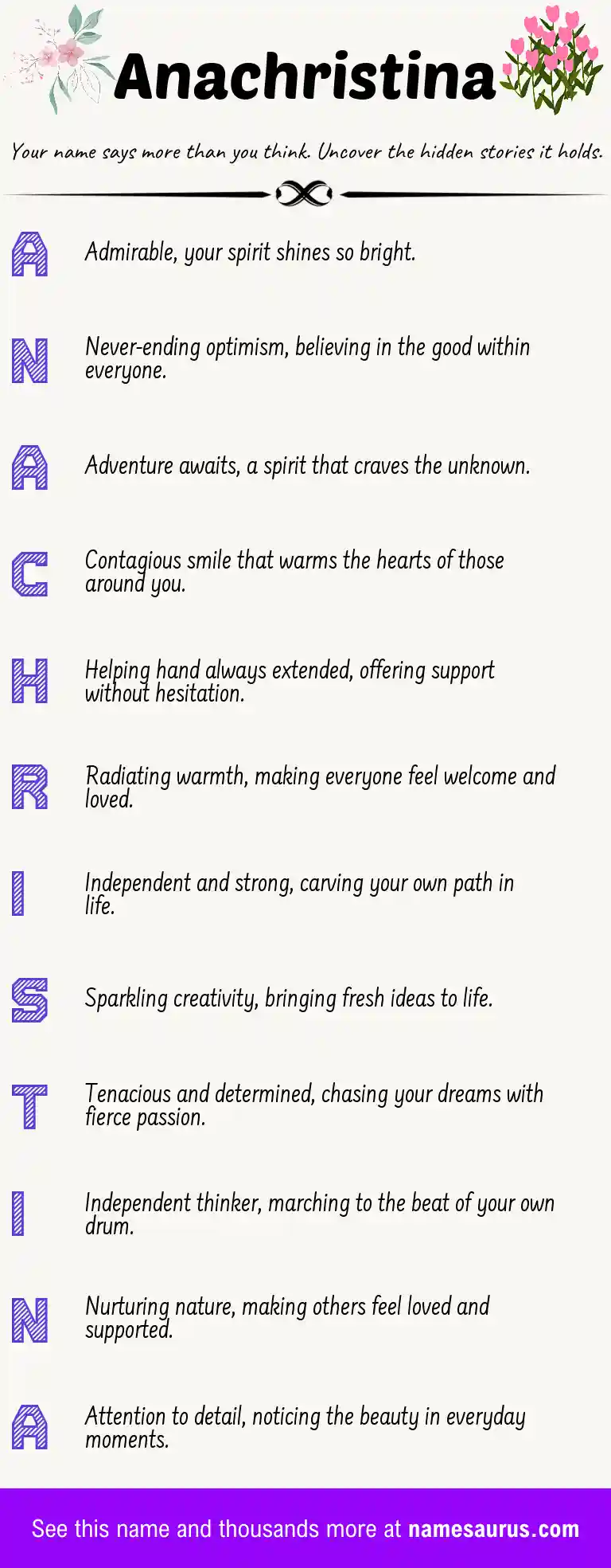 Acrostic poem about Anachristina.