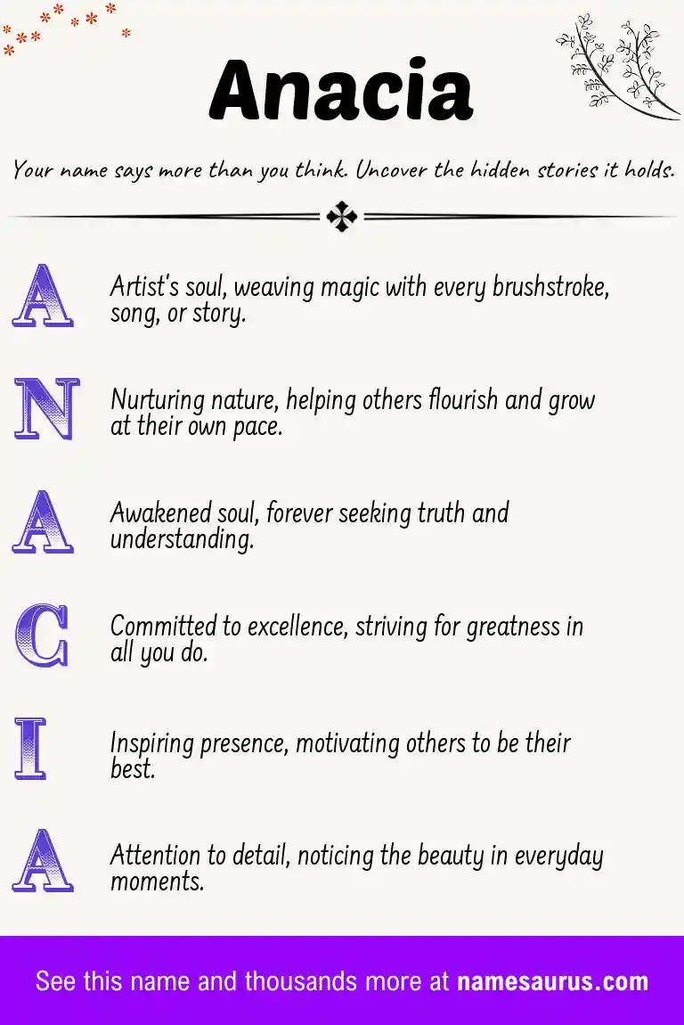 Acrostic poem about Anacia.