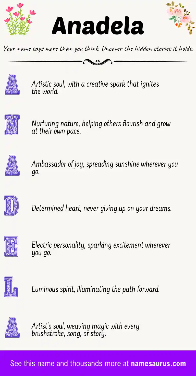 Acrostic poem about Anadela.