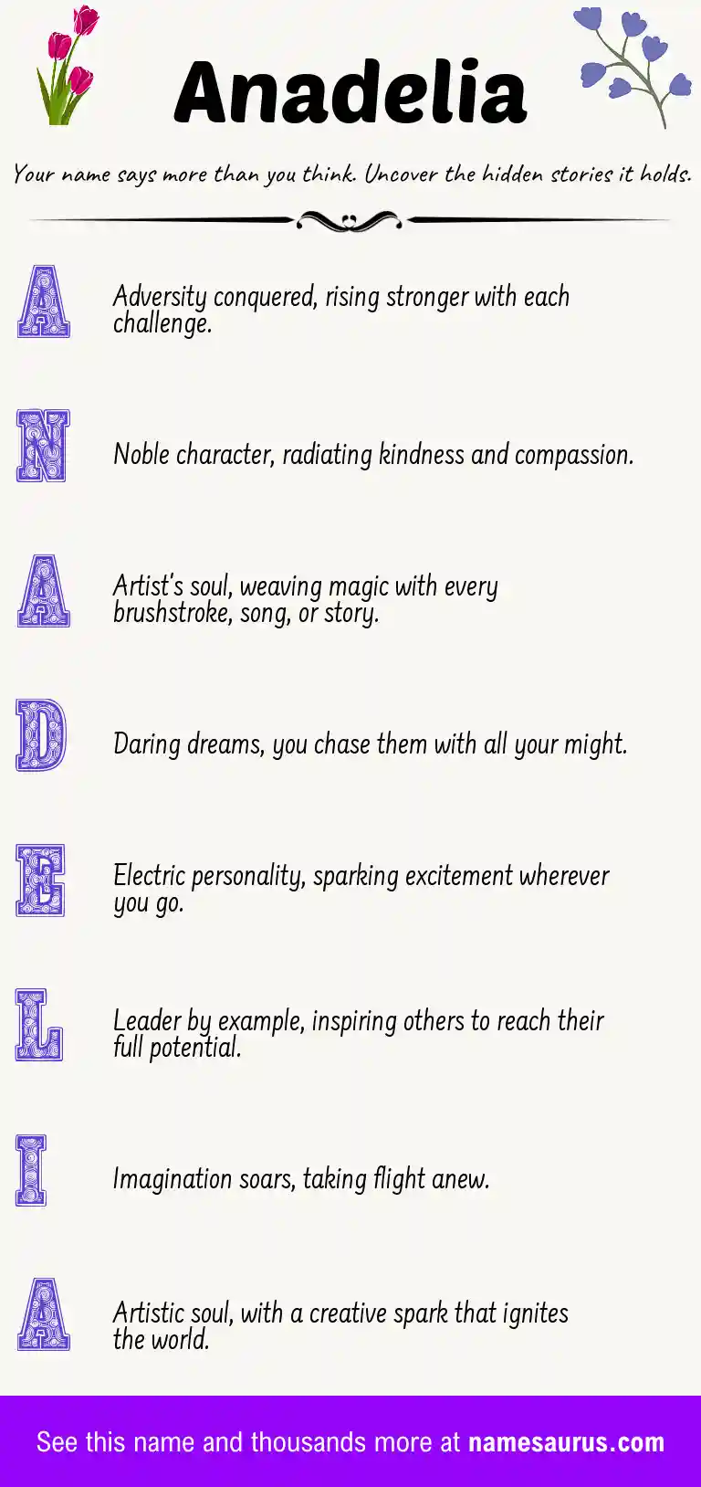 Acrostic poem about Anadelia.