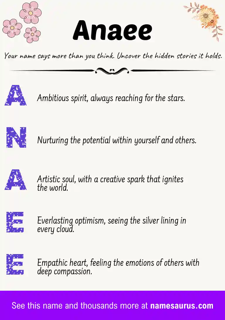 Acrostic poem about Anaee.