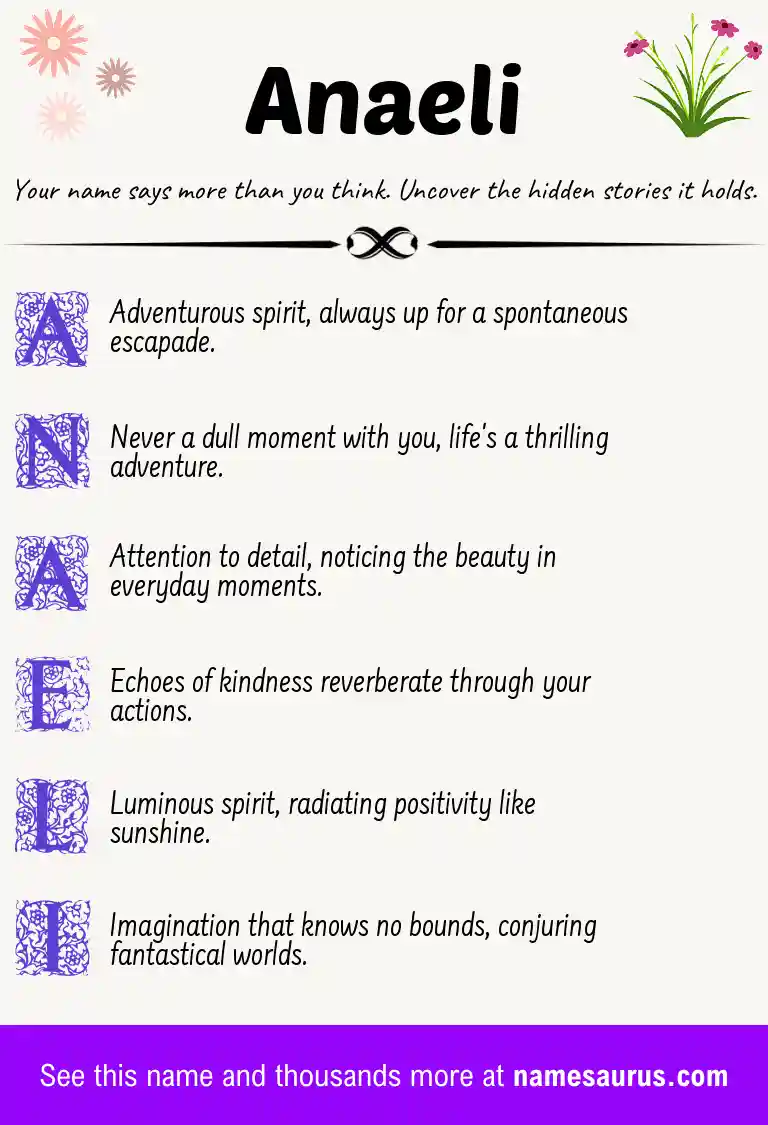 Acrostic poem about Anaeli.