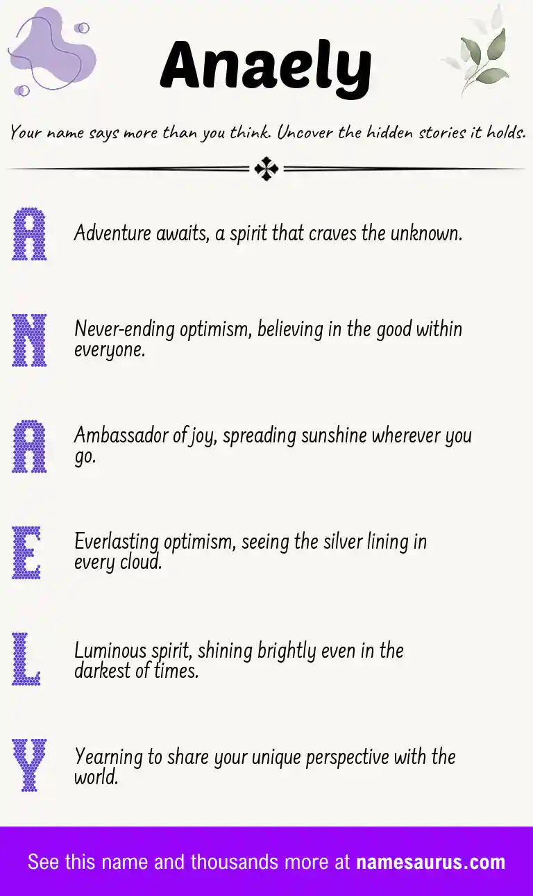 Acrostic poem about Anaely.