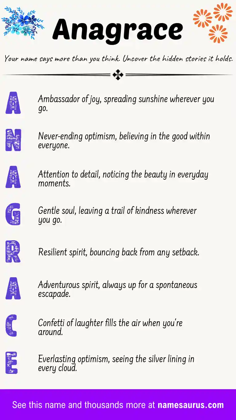 Acrostic poem about Anagrace.