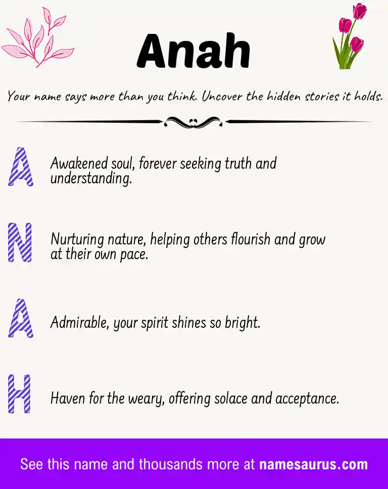 Acrostic poem about Anah.