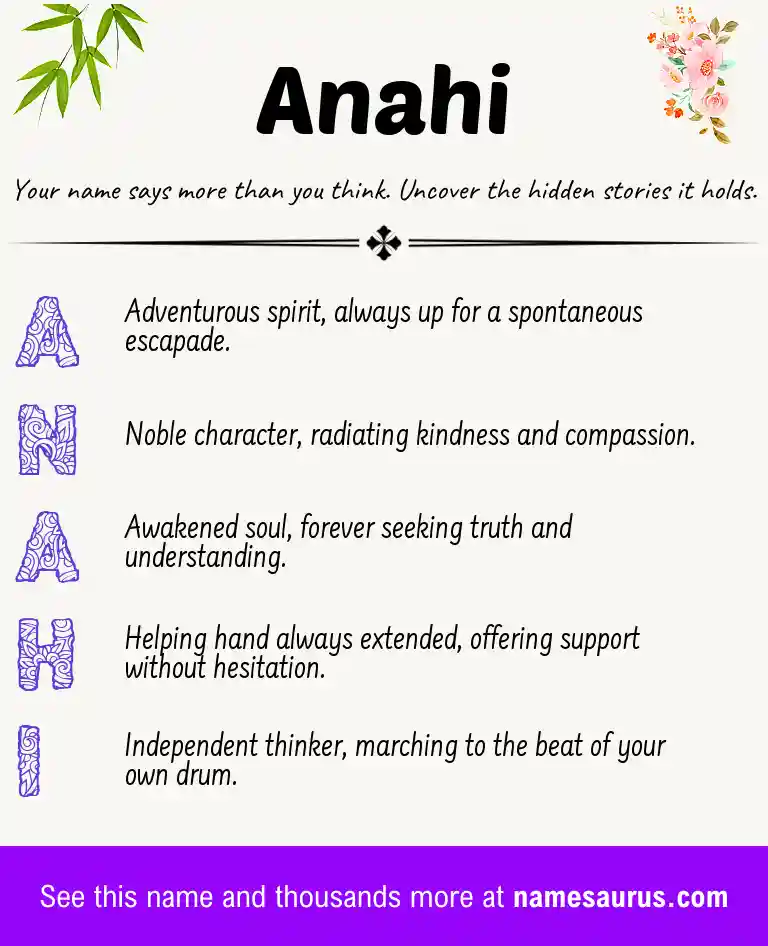 Acrostic poem about Anahi.