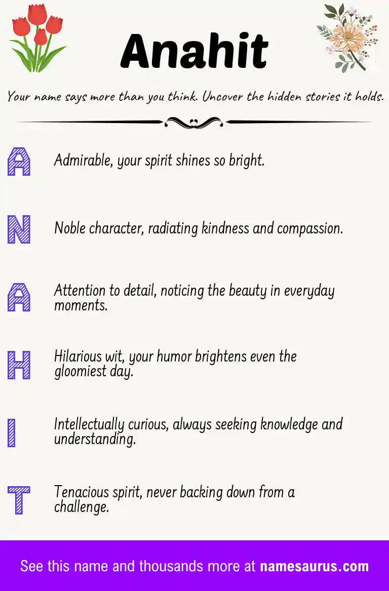 Acrostic poem about Anahit.