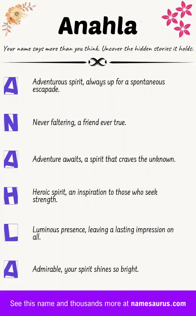 Acrostic poem about Anahla.