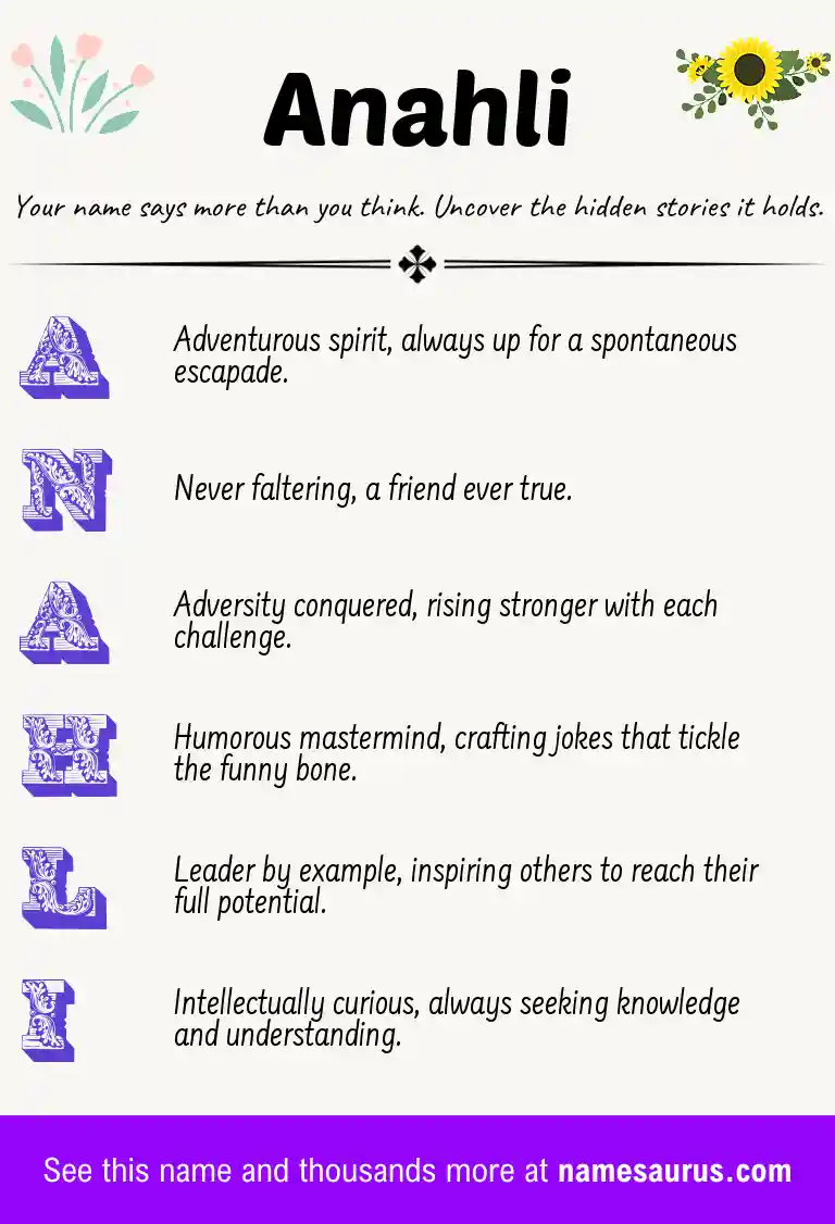 Acrostic poem about Anahli.