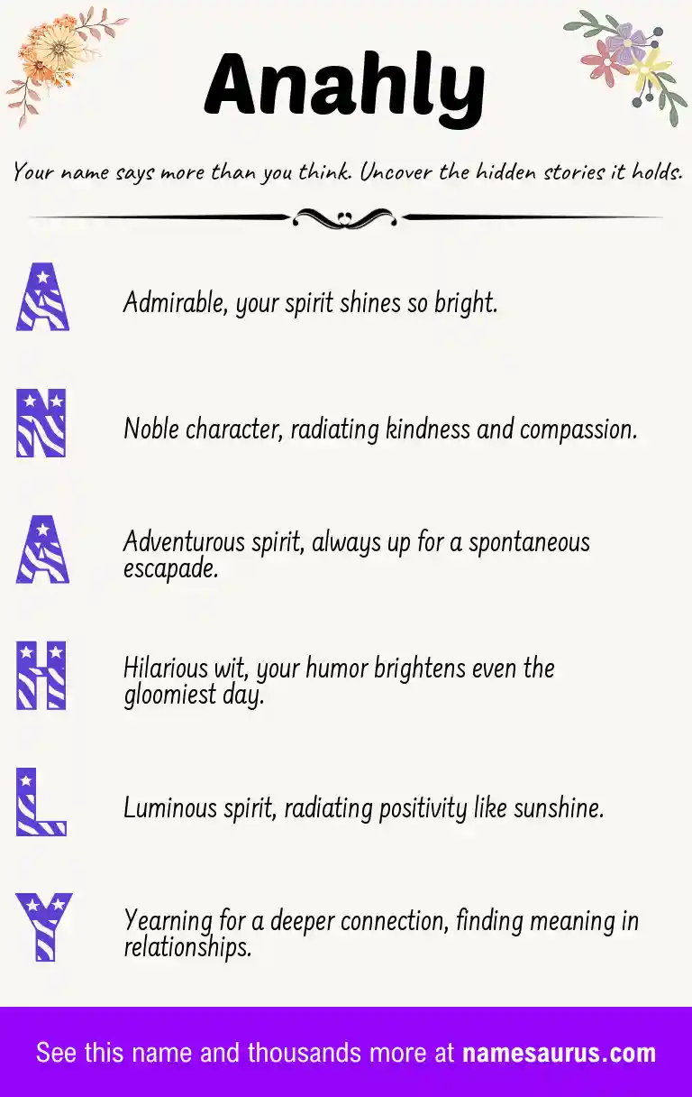 Acrostic poem about Anahly.