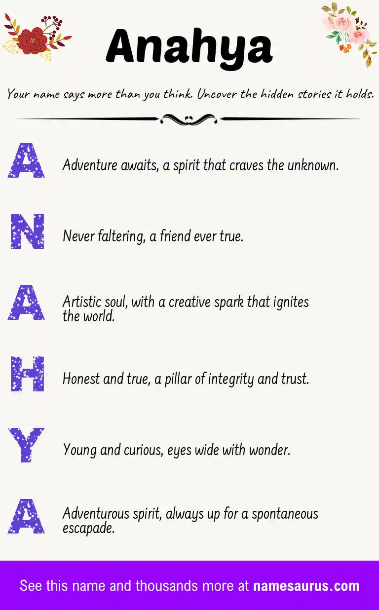 Acrostic poem about Anahya.
