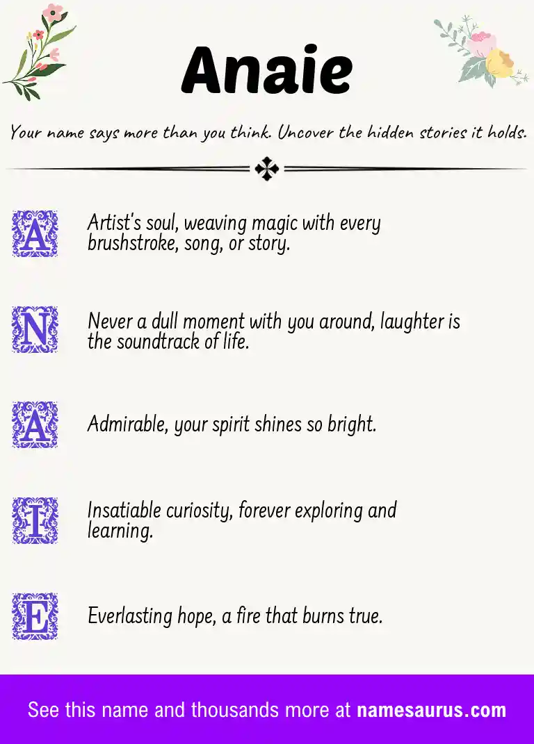 Acrostic poem about Anaie.
