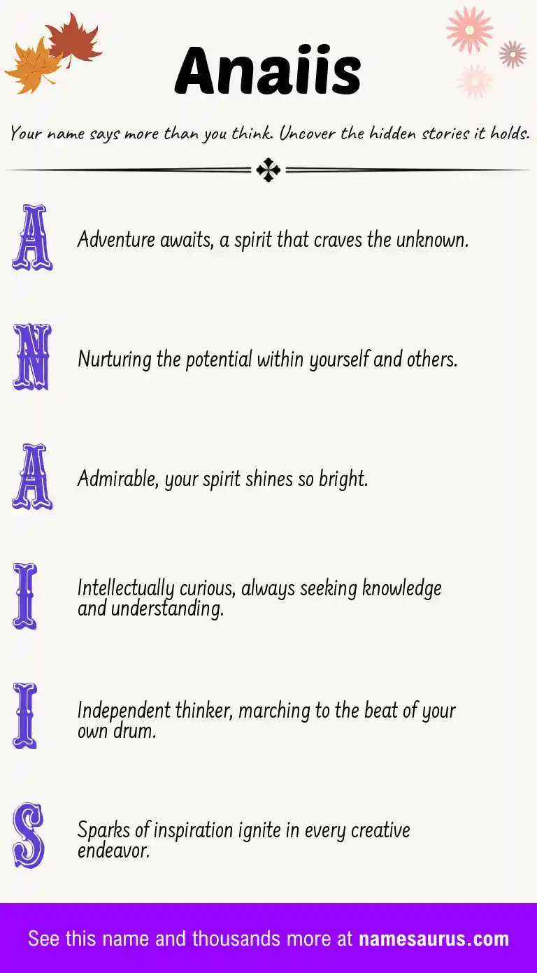 Acrostic poem about Anaiis.