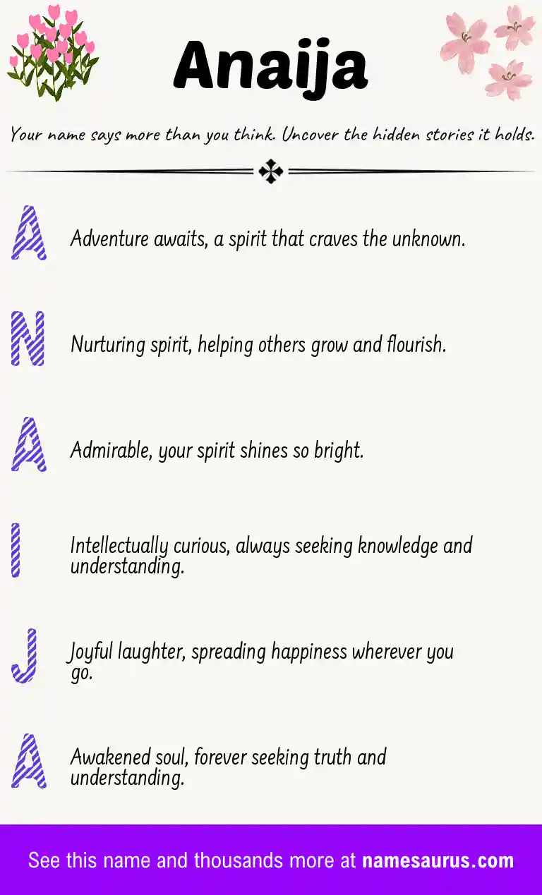 Acrostic poem about Anaija.