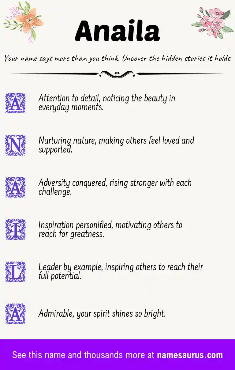 Acrostic poem about Anaila.