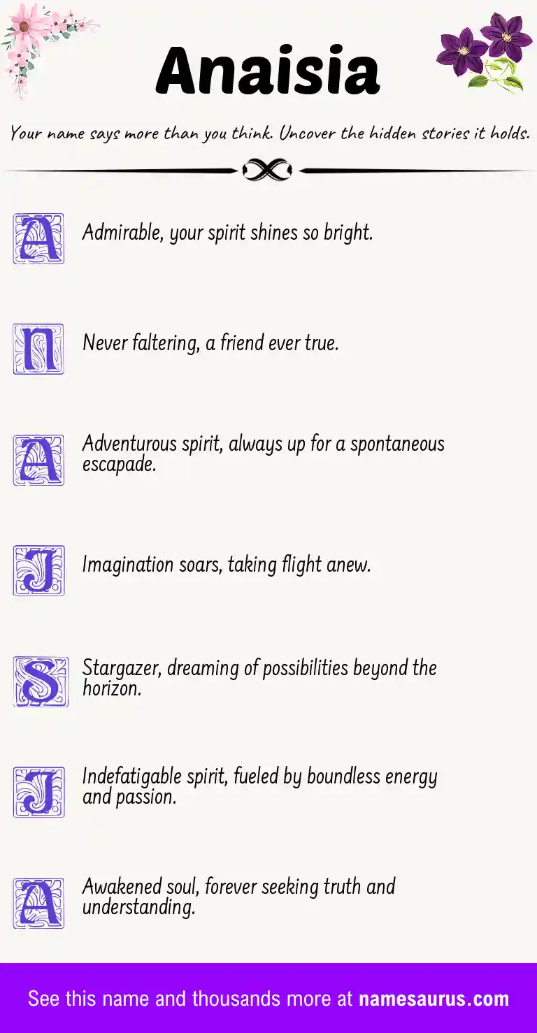 Acrostic poem about Anaisia.