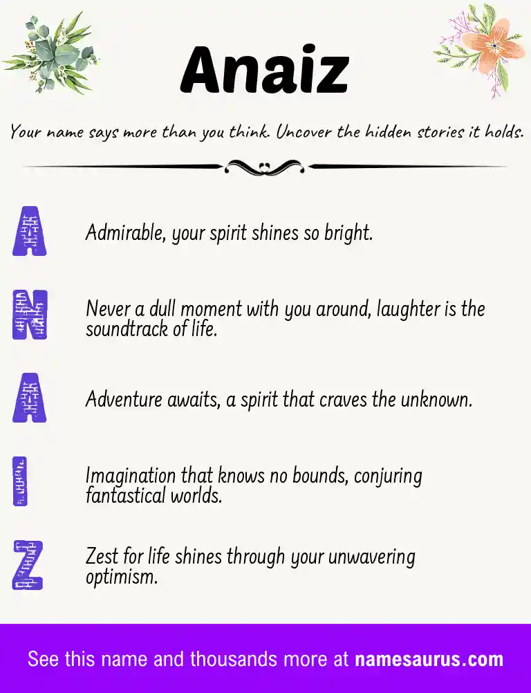 Acrostic poem about Anaiz.