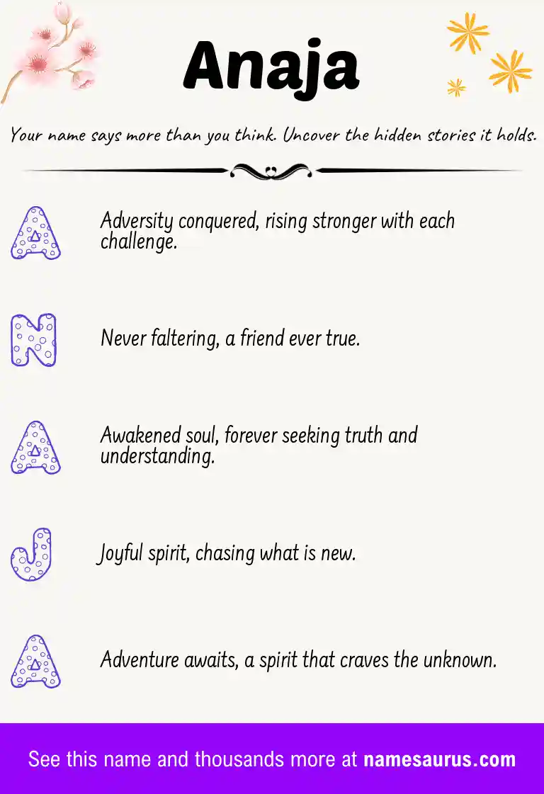 Acrostic poem about Anaja.