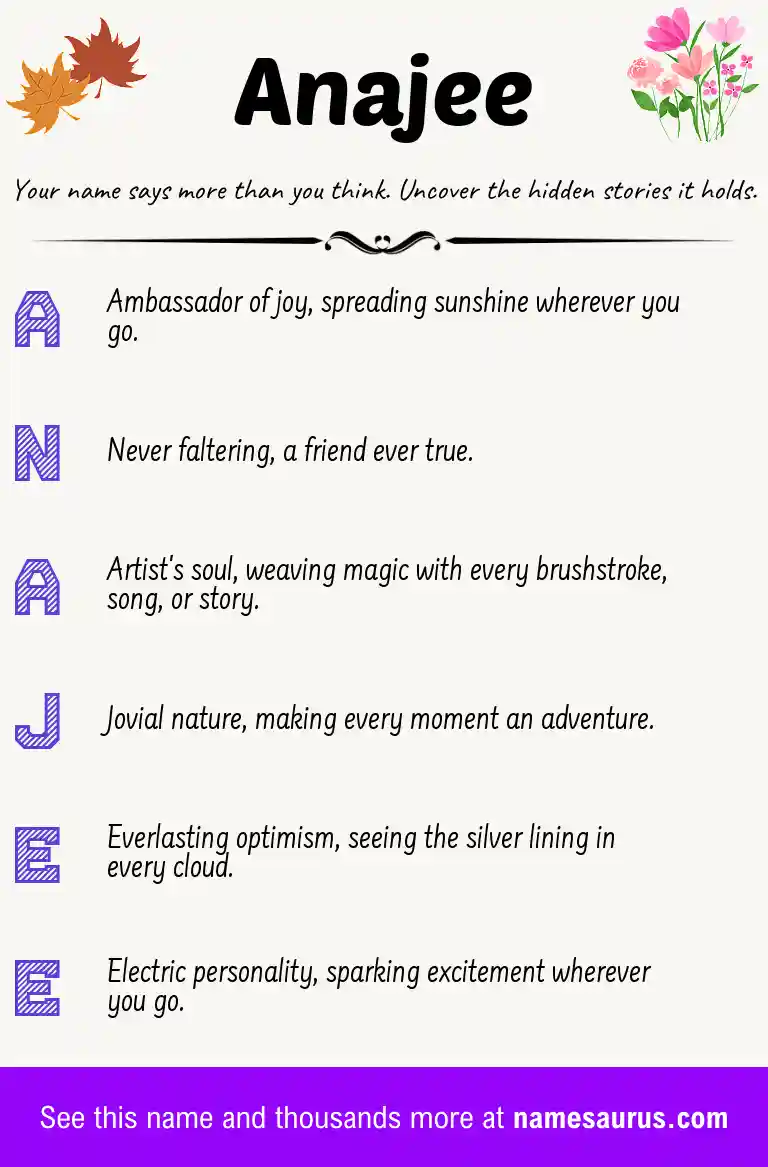Acrostic poem about Anajee.