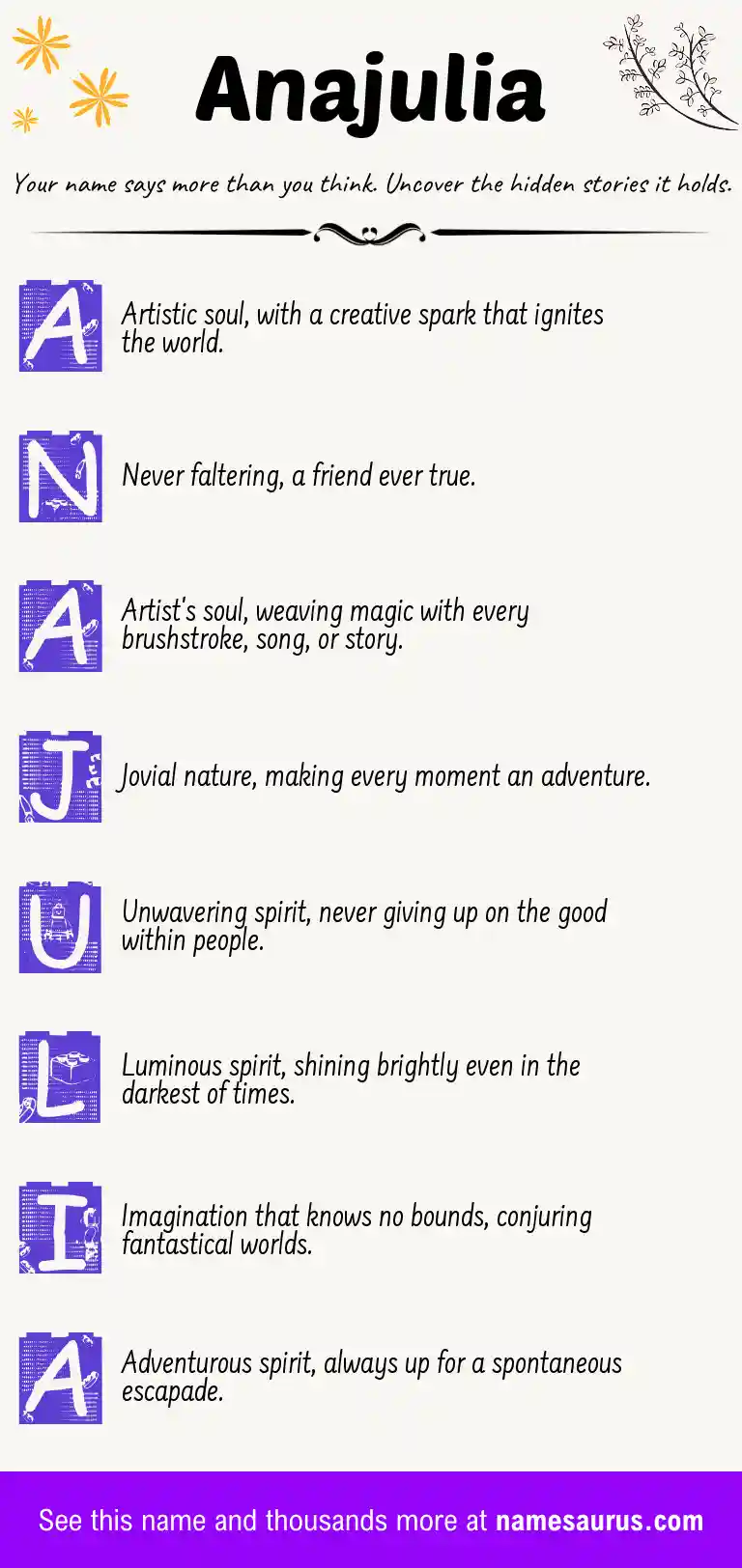 Acrostic poem about Anajulia.