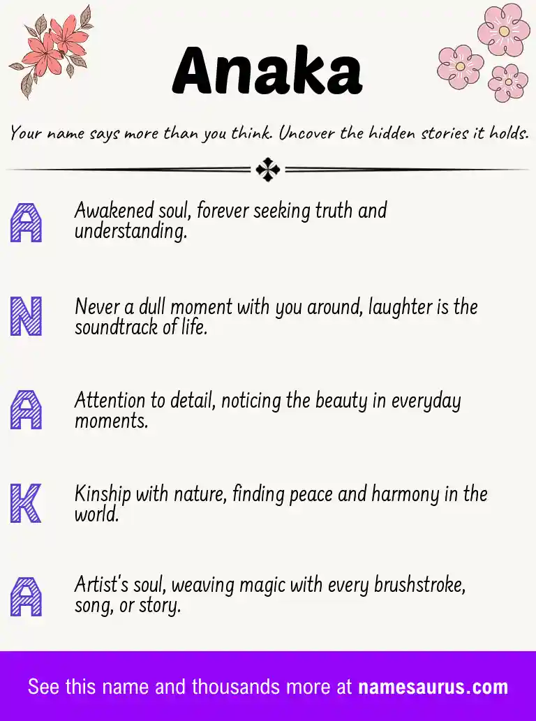 Acrostic poem about Anaka.