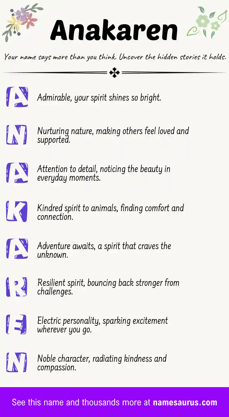 Acrostic poem about Anakaren.