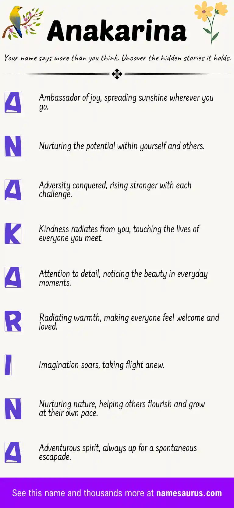 Acrostic poem about Anakarina.