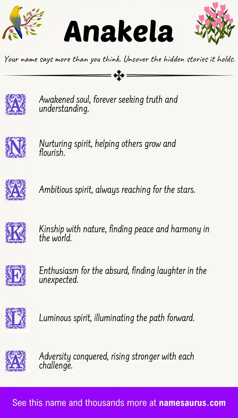 Acrostic poem about Anakela.
