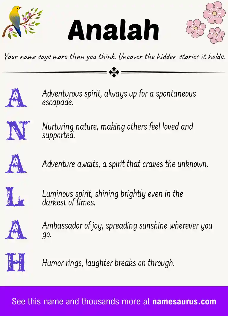 Acrostic poem about Analah.