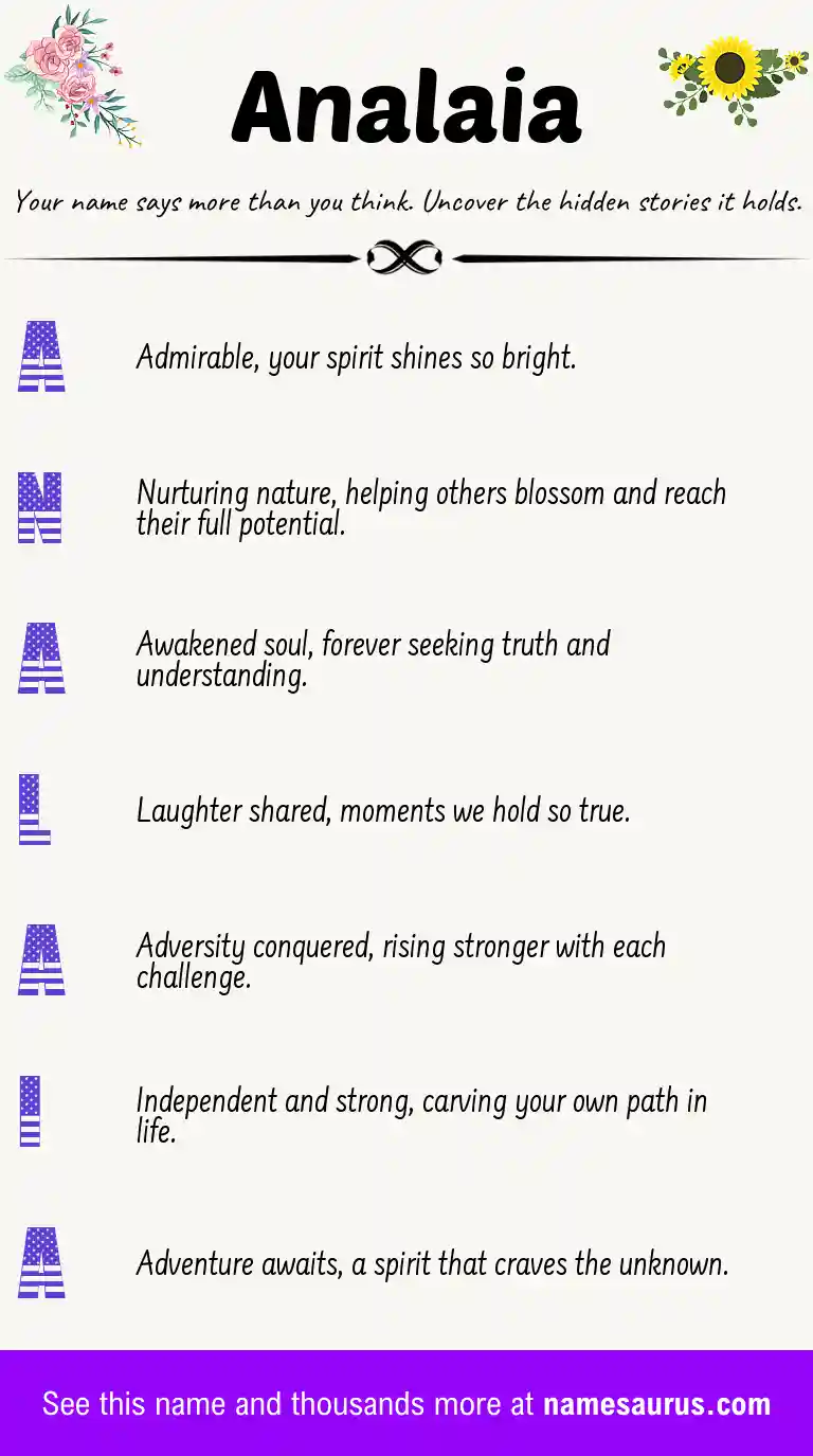 Acrostic poem about Analaia.