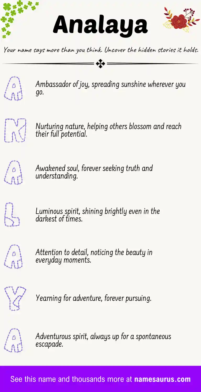 Acrostic poem about Analaya.