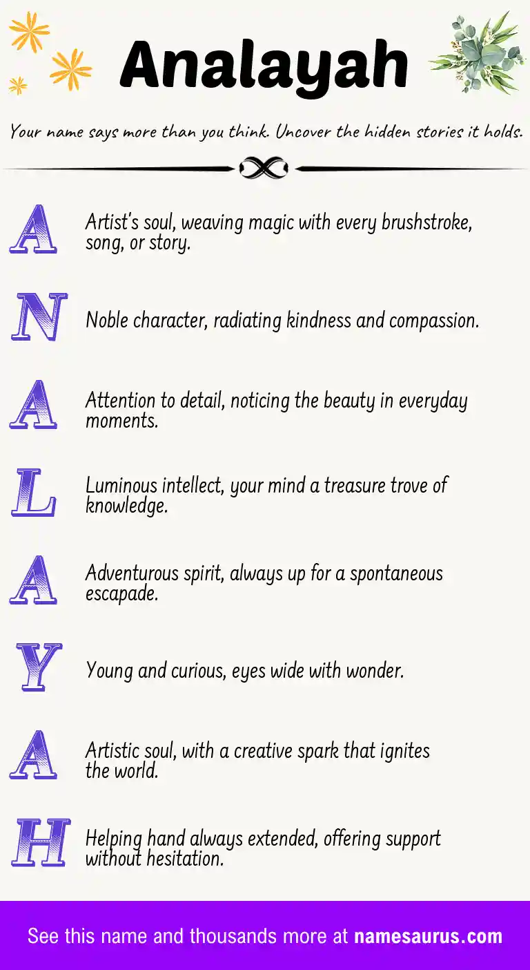 Acrostic poem about Analayah.